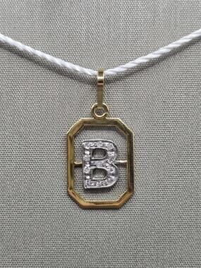 18K Two-tone Gold & Diamond Letter "B" Pendant Charm (24107)